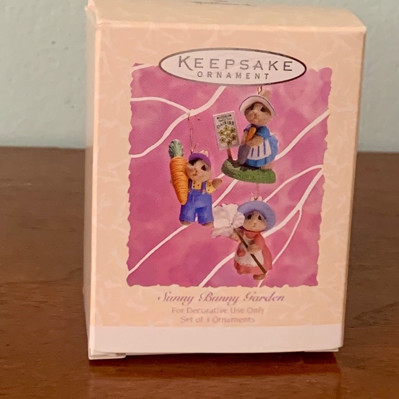 Hallmark Sunny Bunny Garden 3pc 1994  Easter Keepsake Ornament - Picture 2 of 11